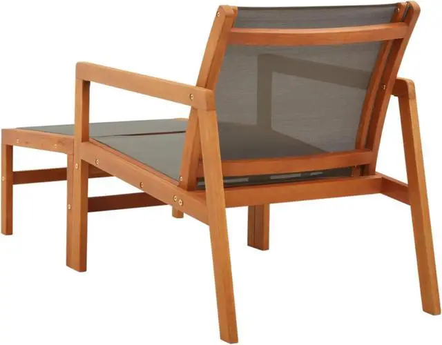Alt view image 10 of 16 - vidaXL Patio Chair Lounge Chair with Footrest Solid Wood Eucalyptus&Textilene
