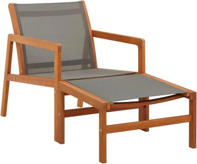 Alt view image 9 of 16 - vidaXL Patio Chair Lounge Chair with Footrest Solid Wood Eucalyptus&Textilene