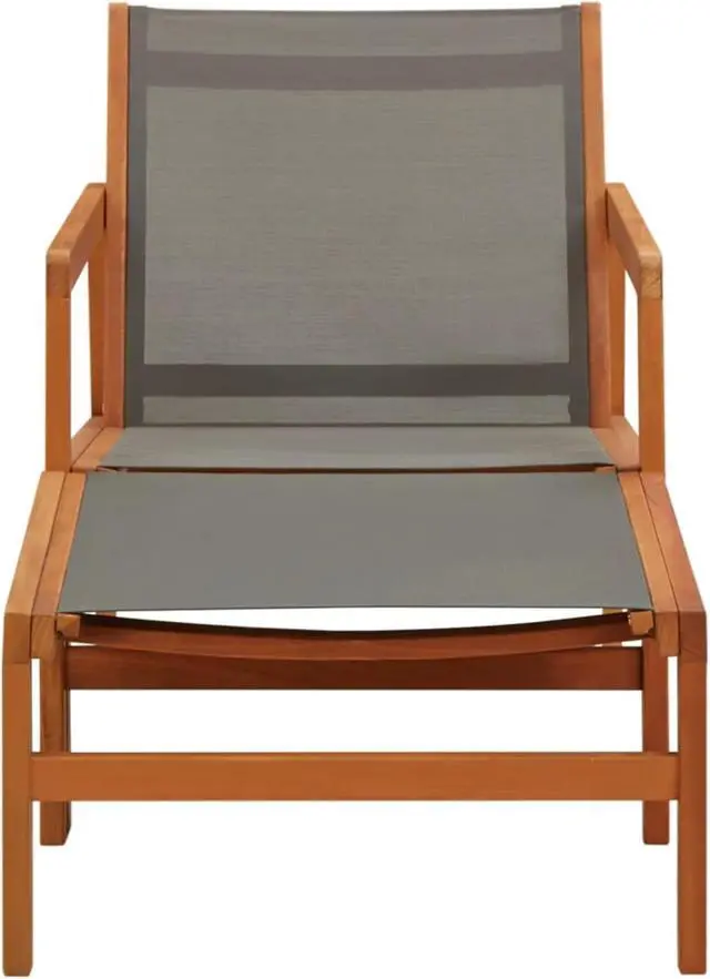 Alt view image 8 of 16 - vidaXL Patio Chair Lounge Chair with Footrest Solid Wood Eucalyptus&Textilene