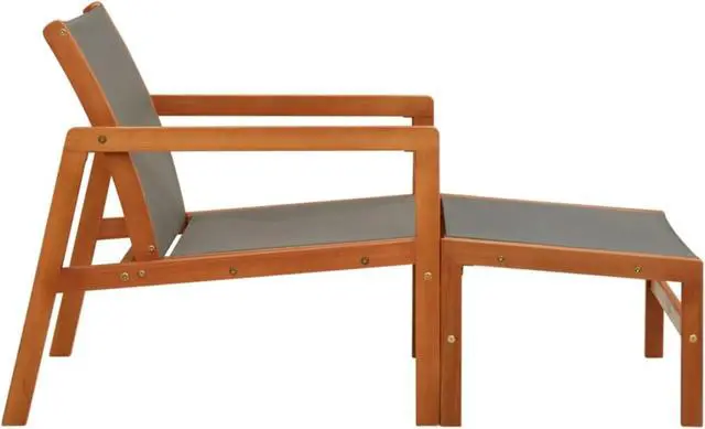 Alt view image 11 of 16 - vidaXL Patio Chair Lounge Chair with Footrest Solid Wood Eucalyptus&Textilene