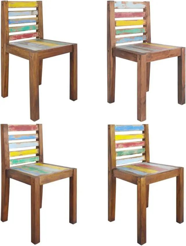 Alt view image 2 of 7 - vidaXL Dining Chairs 4 pcs Solid Reclaimed Wood
