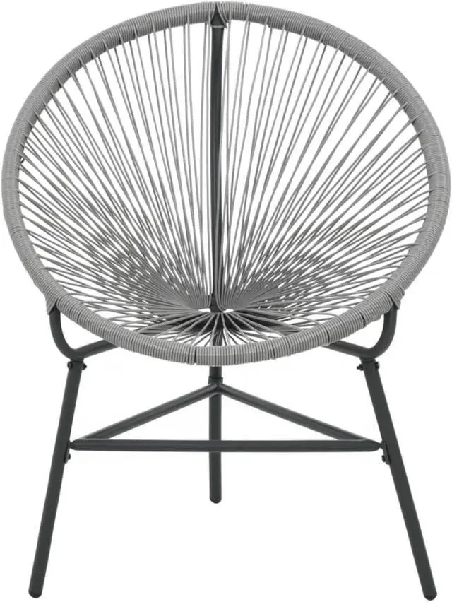 Alt view image 10 of 18 - vidaXL Patio Moon Chair Outdoor Acapulco Chair with Steel Frame Poly Rattan Gray