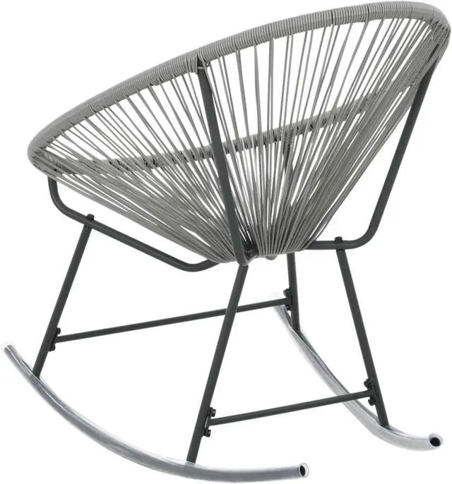 Alt view image 5 of 19 - vidaXL Outdoor Rocking Moon Chair Gray Poly Rattan
