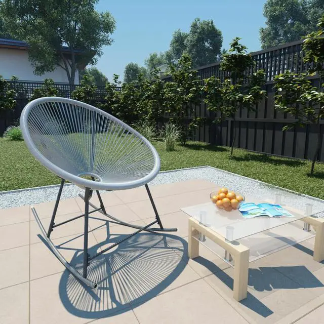 Alt view image 2 of 19 - vidaXL Outdoor Rocking Moon Chair Gray Poly Rattan