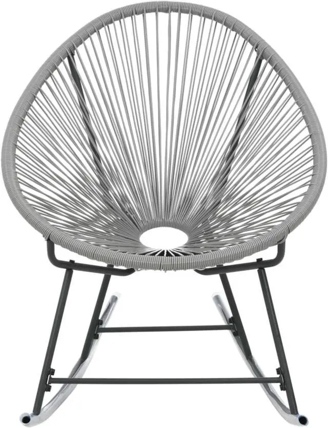 Alt view image 3 of 19 - vidaXL Outdoor Rocking Moon Chair Gray Poly Rattan