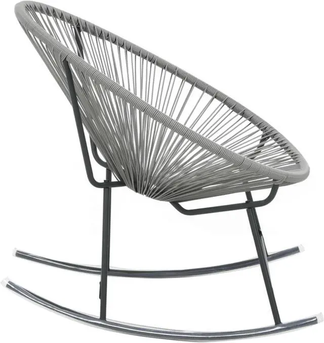 Alt view image 4 of 19 - vidaXL Outdoor Rocking Moon Chair Gray Poly Rattan