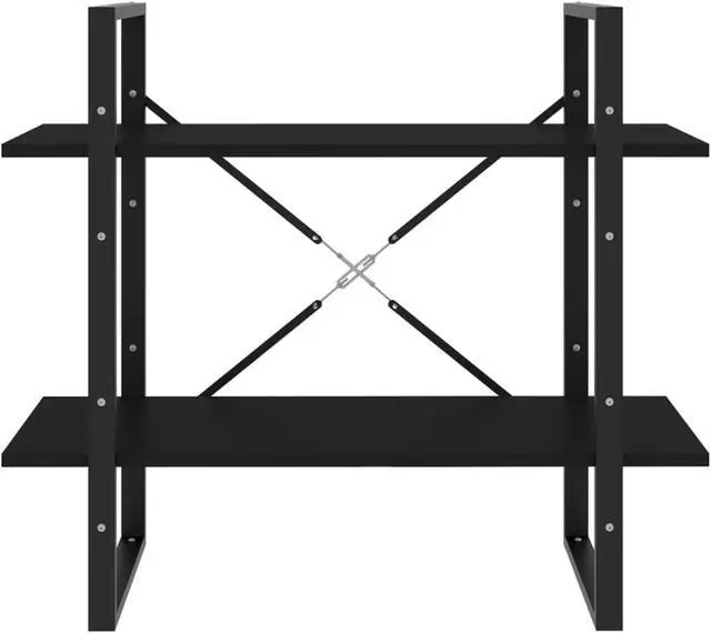 Alt view image 10 of 18 - vidaXL Bookshelf 2-Tier Book Cabinet Rack for Living Room Black Engineered Wood