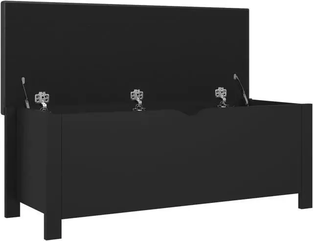 Alt view image 6 of 15 - vidaXL Storage Box with Cushion Black 41.3"x15.7"x17.7" Engineered Wood