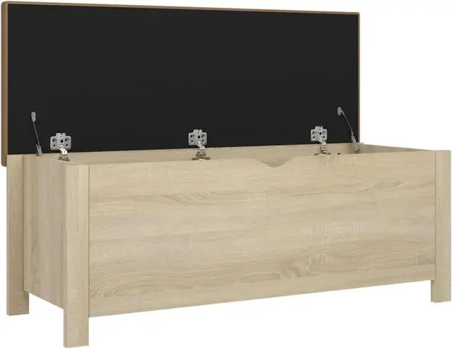 Alt view image 8 of 17 - vidaXL Storage Box with Cushion Sonoma Oak 41.3"x15.7"x17.7" Engineered Wood