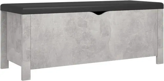 Alt view image 3 of 19 - vidaXL Storage Box with Cushion Concrete Gray 41.3"x15.7"x17.7" Engineered Wood