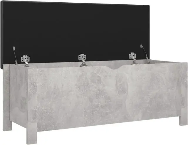 Alt view image 6 of 19 - vidaXL Storage Box with Cushion Concrete Gray 41.3"x15.7"x17.7" Engineered Wood