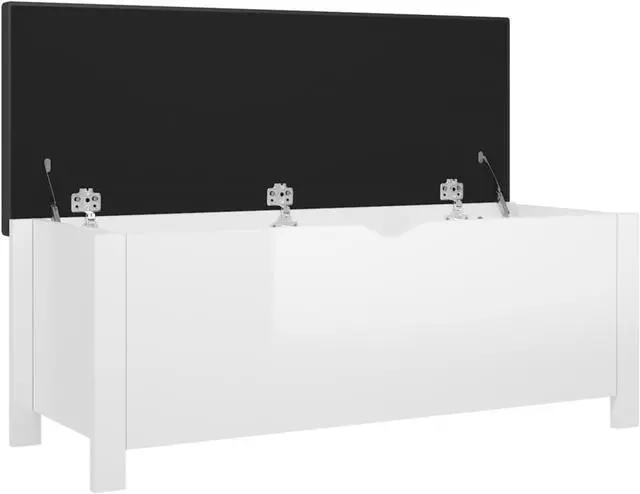 Alt view image 8 of 17 - vidaXL Storage Box with Cushion High Gloss White 41.3"x15.7"x17.7" Engineered Wood