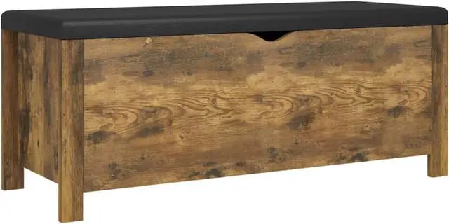 Alt view image 3 of 15 - vidaXL Storage Box with Cushion Smoked Oak 41.3"x15.7"x17.7" Engineered Wood