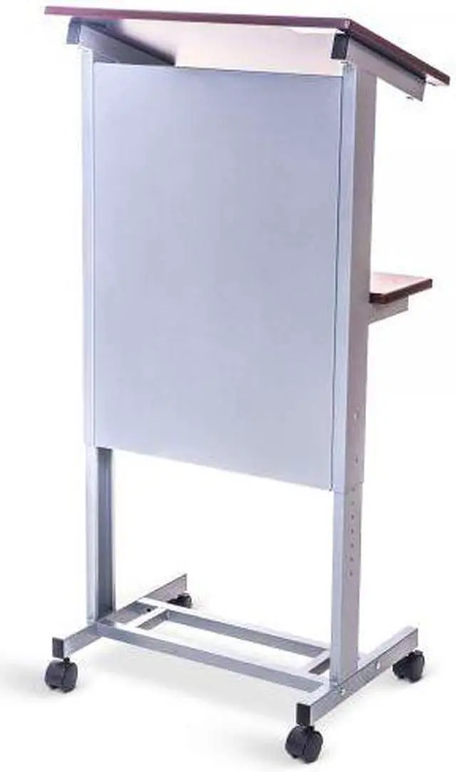 Alt view image 8 of 12 - Luxor LX-ADJ-DW Adjustable Height Lectern Podium Mobile Presentation Station