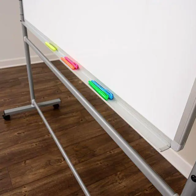 Alt view image 7 of 10 - Luxor Mobile Magnetic Whiteboard - 60" x 40" - White Surface - Silver Aluminum Frame  MB6040WW