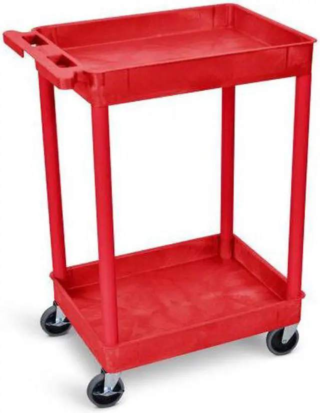 Alt view image 3 of 4 - Luxor RDSTC11RD Two Level Serving Cart - Red