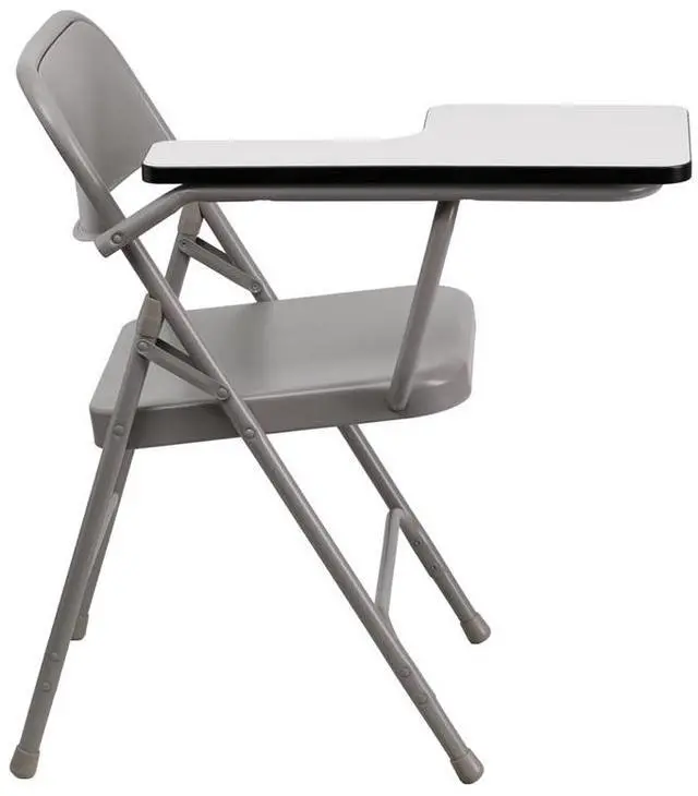 Alt view image 10 of 15 - Flash Furniture HF-309AST-RT-GG Premium Steel Folding Chair with Right Handed Tablet Arm, Beige/Gray
