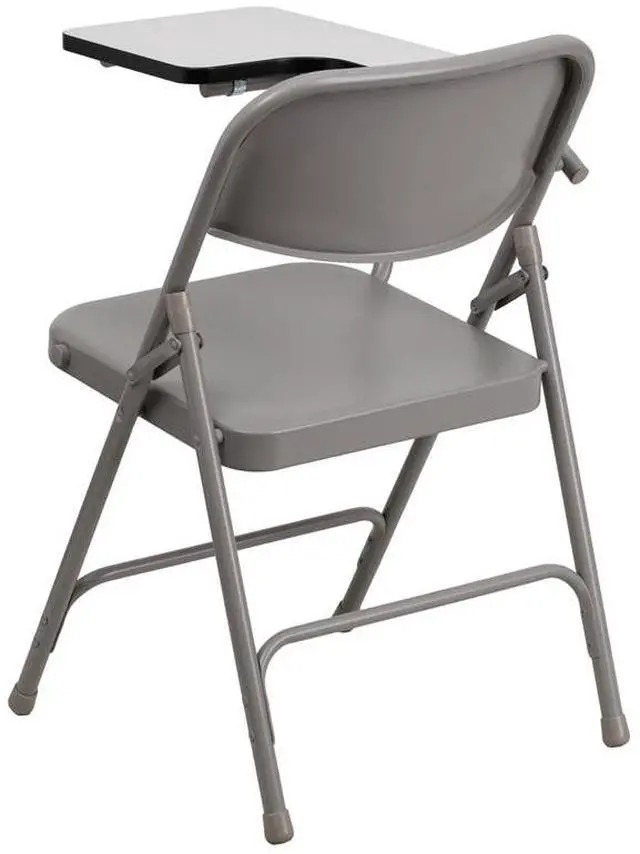 Alt view image 11 of 15 - Flash Furniture HF-309AST-RT-GG Premium Steel Folding Chair with Right Handed Tablet Arm, Beige/Gray