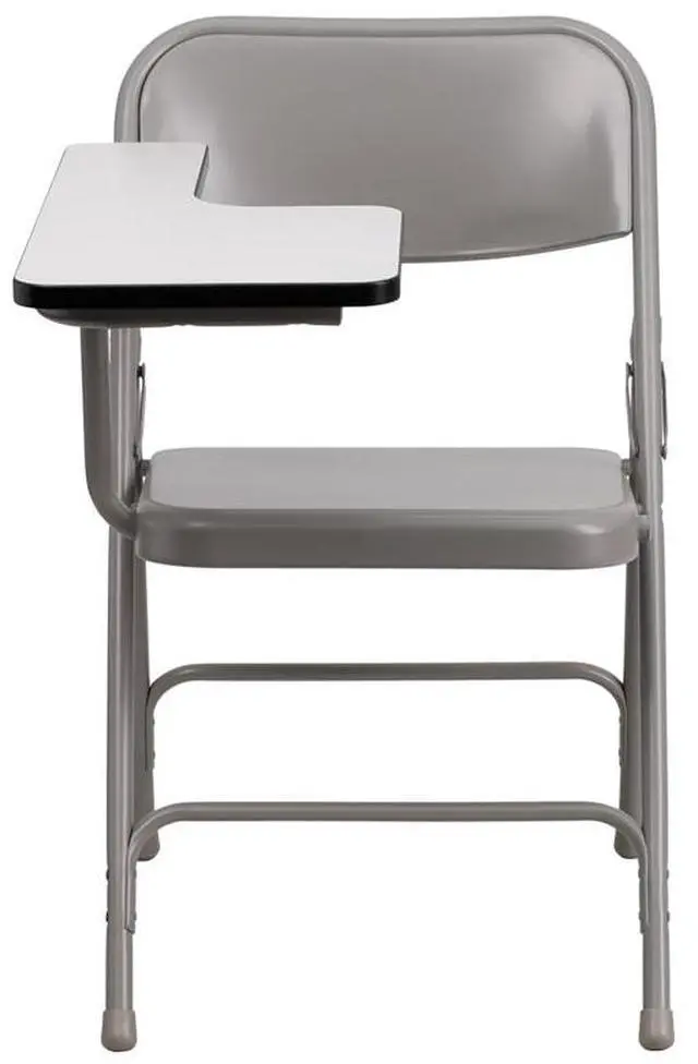Alt view image 12 of 15 - Flash Furniture HF-309AST-RT-GG Premium Steel Folding Chair with Right Handed Tablet Arm, Beige/Gray
