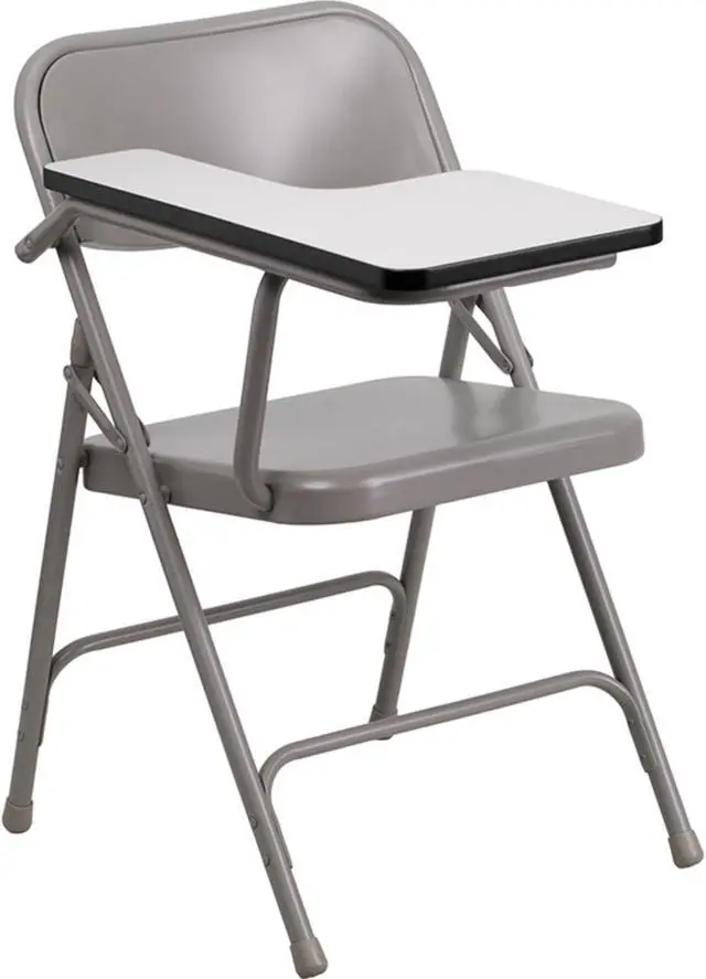 Alt view image 9 of 15 - Flash Furniture HF-309AST-RT-GG Premium Steel Folding Chair with Right Handed Tablet Arm, Beige/Gray