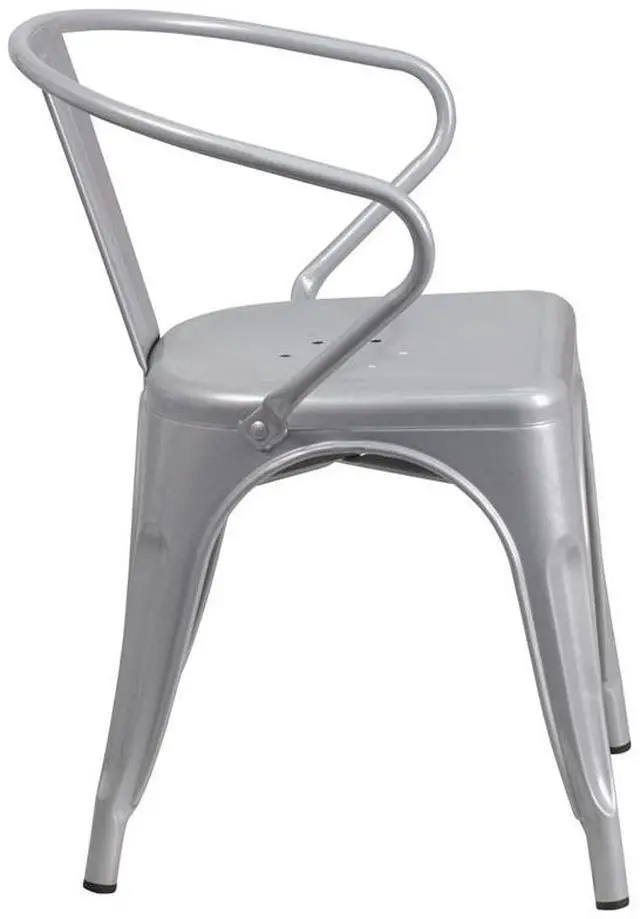 Alt view image 13 of 14 - Flash Furniture Metal Chair with Arms, Silver