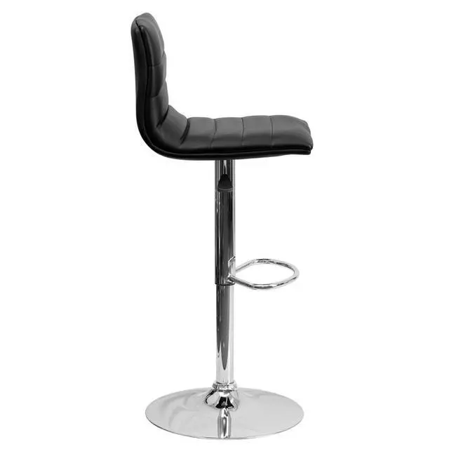 Alt view image 2 of 11 - Flash Furniture Contemporary Horizontal Line Design Adjustable Bar Stool with Chrome Base