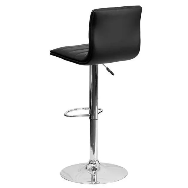 Alt view image 3 of 11 - Flash Furniture Contemporary Horizontal Line Design Adjustable Bar Stool with Chrome Base