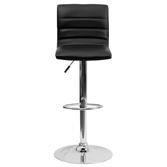 Alt view image 8 of 11 - Flash Furniture Contemporary Horizontal Line Design Adjustable Bar Stool with Chrome Base