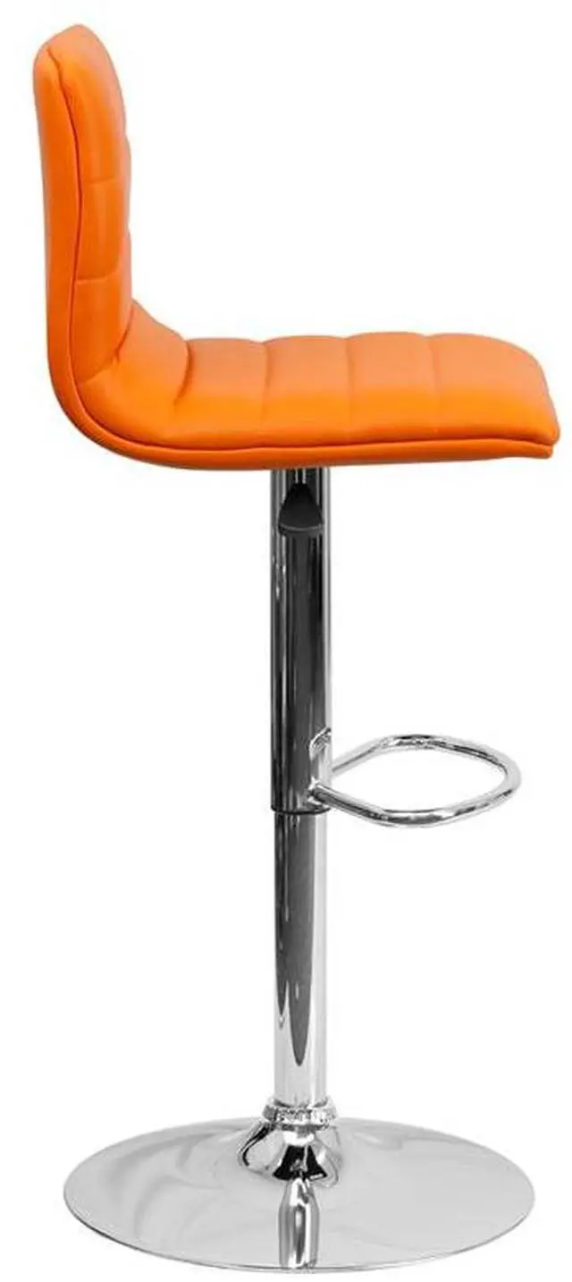 Alt view image 9 of 14 - Flash Furniture CH-92023-1-ORG-GG Contemporary Orange Vinyl Adjustable Height Bar Stool with Chrome Base