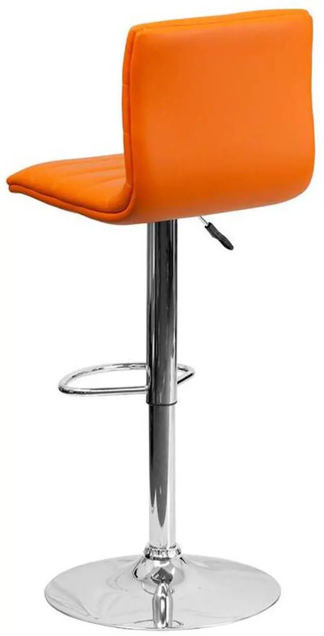 Alt view image 10 of 14 - Flash Furniture CH-92023-1-ORG-GG Contemporary Orange Vinyl Adjustable Height Bar Stool with Chrome Base
