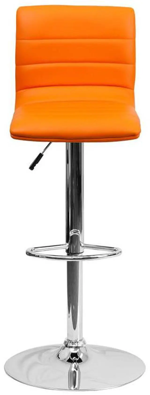 Alt view image 11 of 14 - Flash Furniture CH-92023-1-ORG-GG Contemporary Orange Vinyl Adjustable Height Bar Stool with Chrome Base