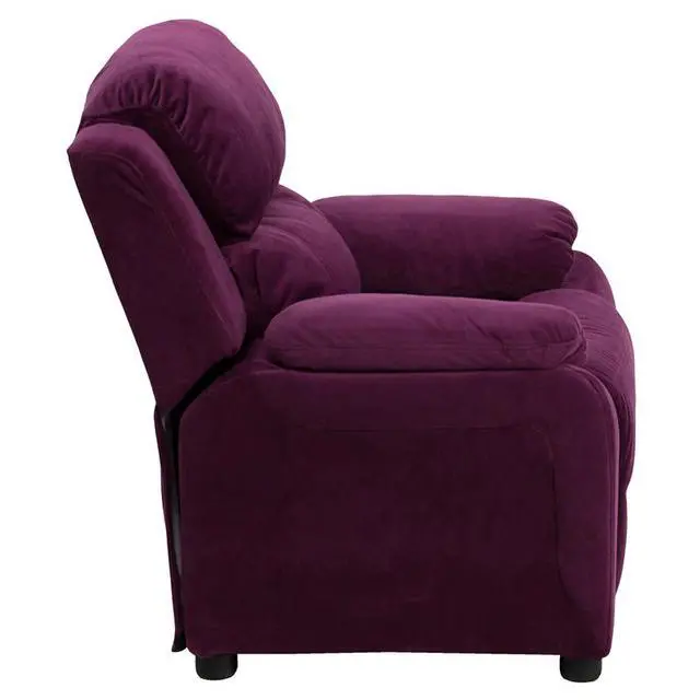 Alt view image 13 of 16 - Flash Furniture BT-7985-KID-MIC-PUR-GG Deluxe Heavily Padded Contemporary Purple Microfiber Kids Recliner with Storage Arms