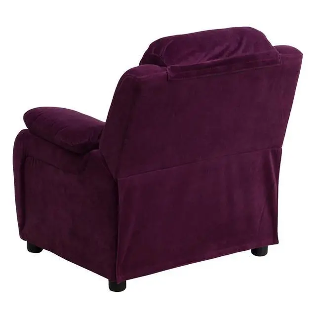 Alt view image 14 of 16 - Flash Furniture BT-7985-KID-MIC-PUR-GG Deluxe Heavily Padded Contemporary Purple Microfiber Kids Recliner with Storage Arms