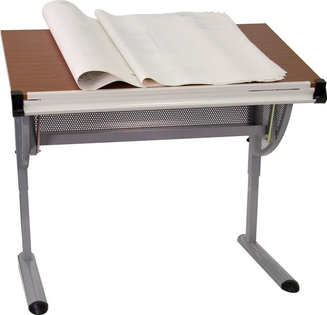 Alt view image 6 of 11 - Flash Furniture NAN-JN-2433-GG Adjustable Drawing and Drafting Table with Pewter Metallic Frame