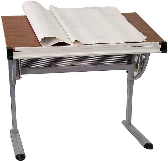 Alt view image 8 of 11 - Flash Furniture NAN-JN-2433-GG Adjustable Drawing and Drafting Table with Pewter Metallic Frame