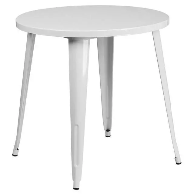 Alt view image 2 of 3 - Commercial Grade 30" Round White Metal Indoor-Outdoor Table