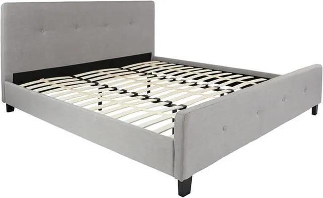 Alt view image 12 of 17 - Tribeca King Size Tufted Upholstered Platform Bed in Light Gray Fabric