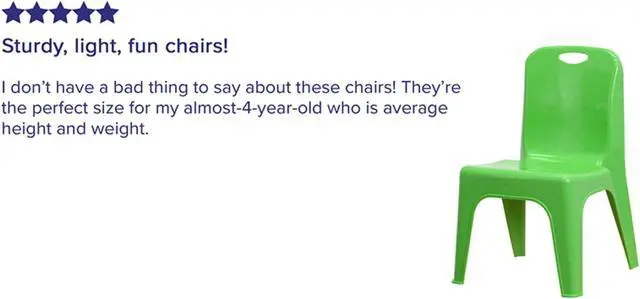 Alt view image 11 of 19 - 2 Pack Green Plastic Stackable School Chair with Carrying Handle and 11" Seat Height