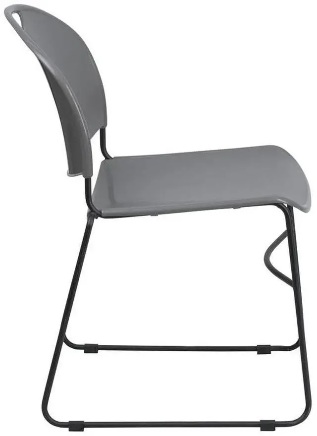 Alt view image 16 of 20 - HERCULES Series 880 lb. Capacity Gray Ultra-Compact Stack Chair with Black Powder Coated Frame