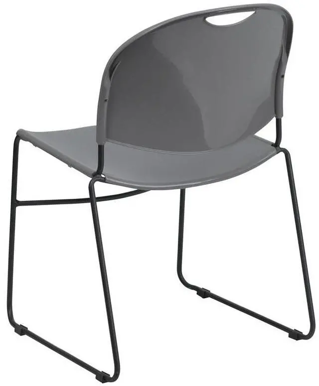Alt view image 17 of 20 - HERCULES Series 880 lb. Capacity Gray Ultra-Compact Stack Chair with Black Powder Coated Frame