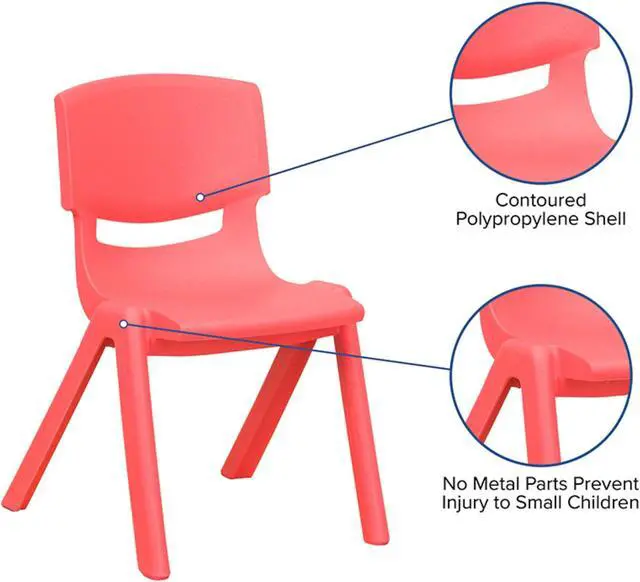 Alt view image 12 of 20 - 2 Pack Red Plastic Stackable School Chair with 12" Seat Height
