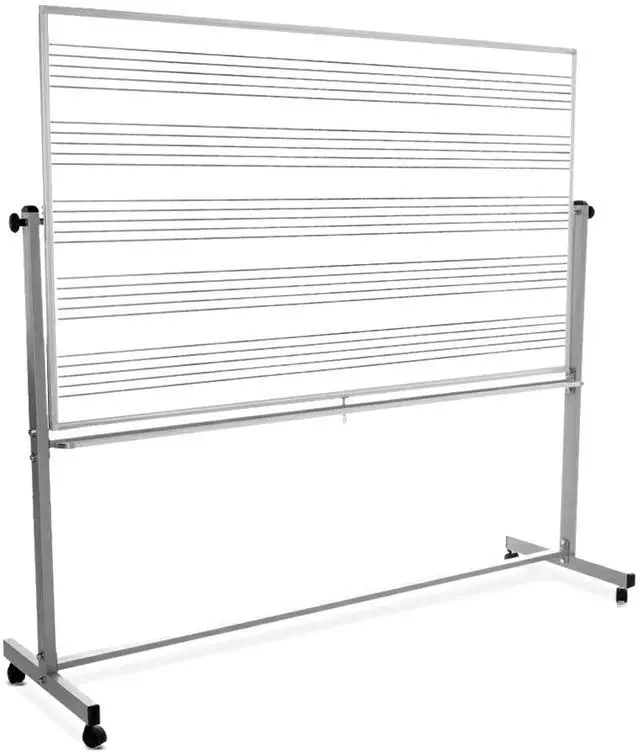 Alt view image 10 of 11 - Luxor Mobile Music Staff Whiteboard - Dual-Sided Music Notation - 72" x 48" - White Surface, Silver Aluminum Frame  MB7248MM