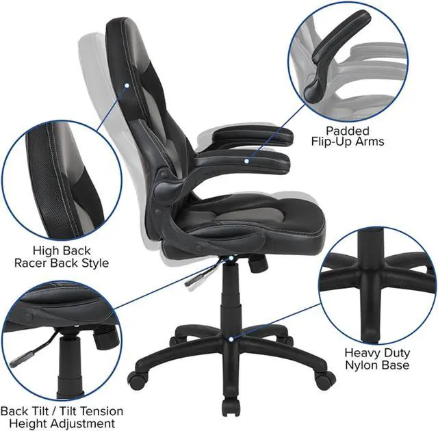 Alt view image 15 of 20 - Flash Furniture Red Computer Gaming Desk and Black Racing Chair Set with Cup Holder and Headphone Hook