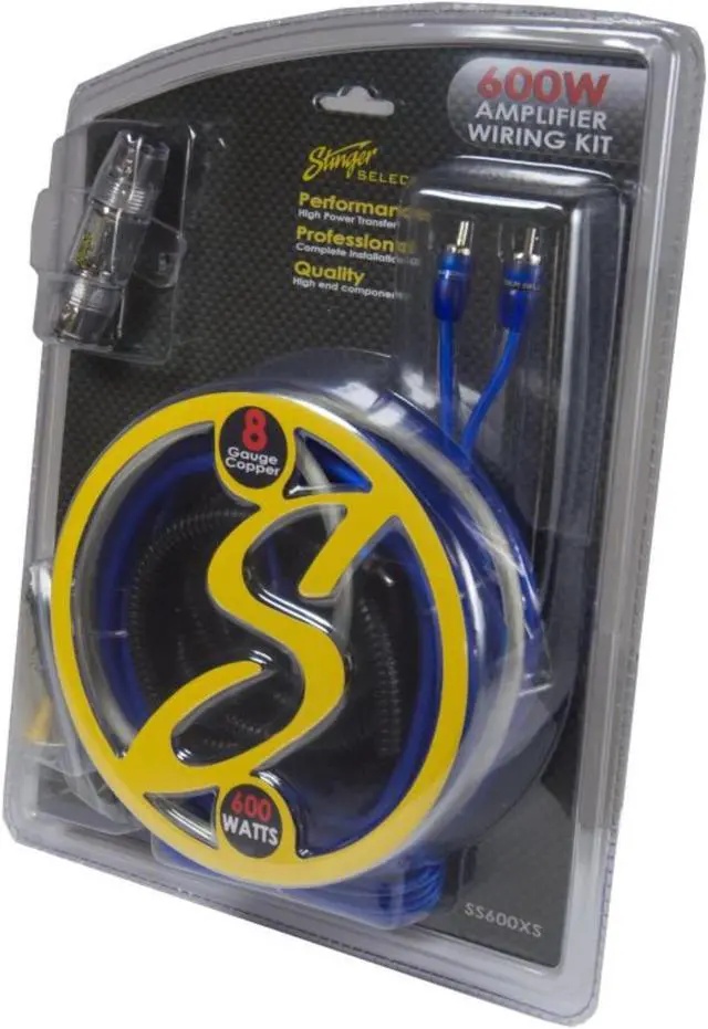 Alt view image 13 of 13 - Stinger SS600XS 8 gal Copper 600 watts Amp Kit with Blue Twisted RCA Wire