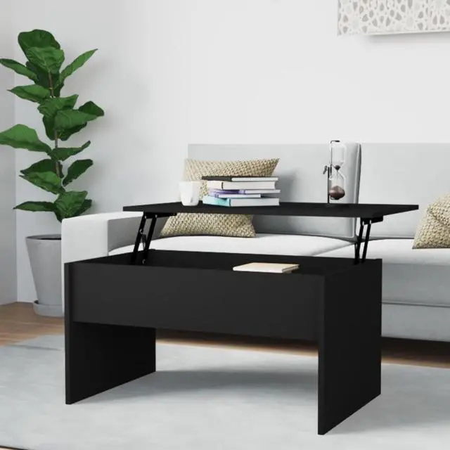 Alt view image 4 of 11 - vidaXL Coffee Table Black Engineered Wood Standard Coffee Table