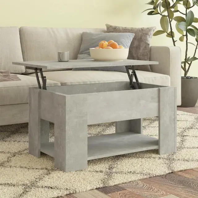Alt view image 4 of 11 - vidaXL Coffee Table Concrete Grey Engineered Wood Medium Coffee Table