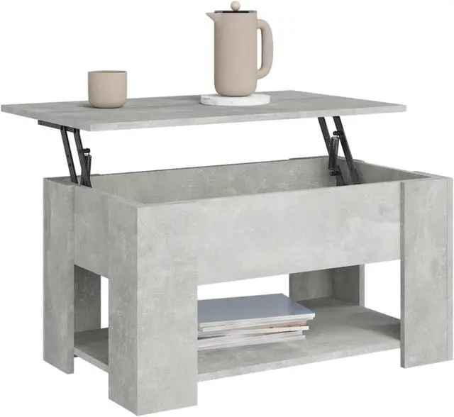 Alt view image 3 of 11 - vidaXL Coffee Table Concrete Grey Engineered Wood Medium Coffee Table