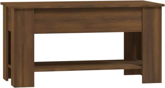 Alt view image 2 of 11 - vidaXL Coffee Table Brown Oak 39.8"x19.3"x20.5" Engineered Wood