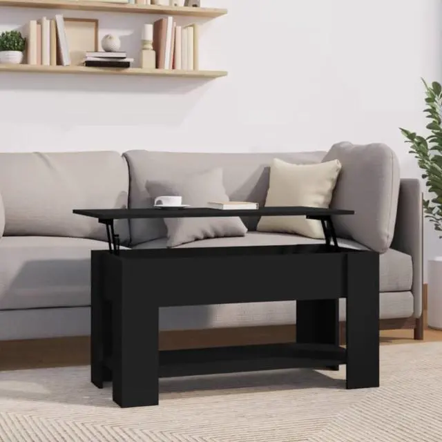 Alt view image 4 of 11 - vidaXL Coffee Table Black 39.8"x19.3"x20.5" Engineered Wood