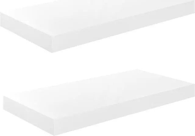Alt view image 11 of 17 - vidaXL Floating Wall Shelves 2 pcs High Gloss White 19.7"x9.1"x1.5" MDF